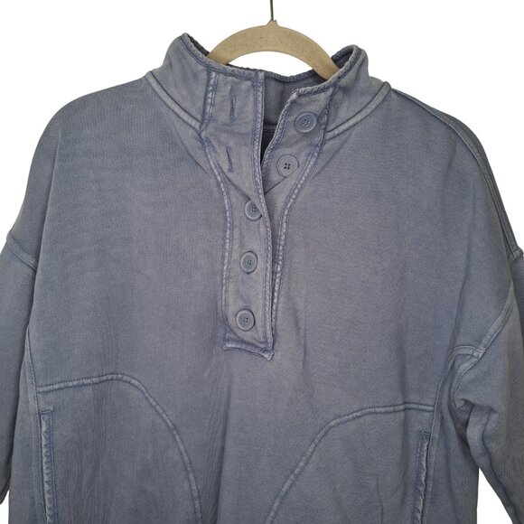 Aerie Blue Grunge Pullover Sweater with Buttons Size XS - Picture 3 of 8